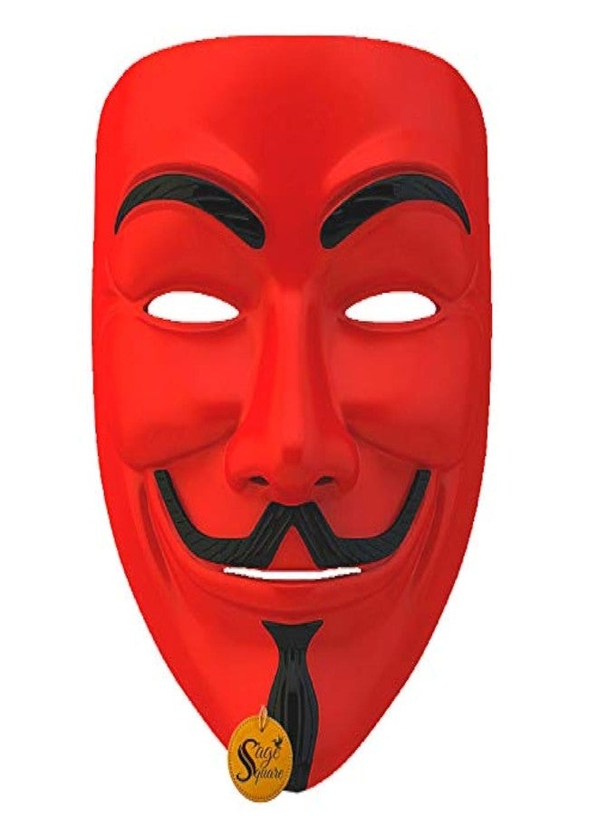 Sage Square Vendetta Comic FACE MASK Fawkes Mask Anonymous VIP Edition Face-Mask Perfect Fit Cosplay Protest V for Vendetta DC Comics for boys & Girls. (Red) - Image 1